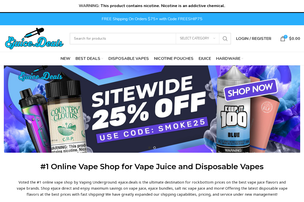 EJuice.Deals homepage screenshot