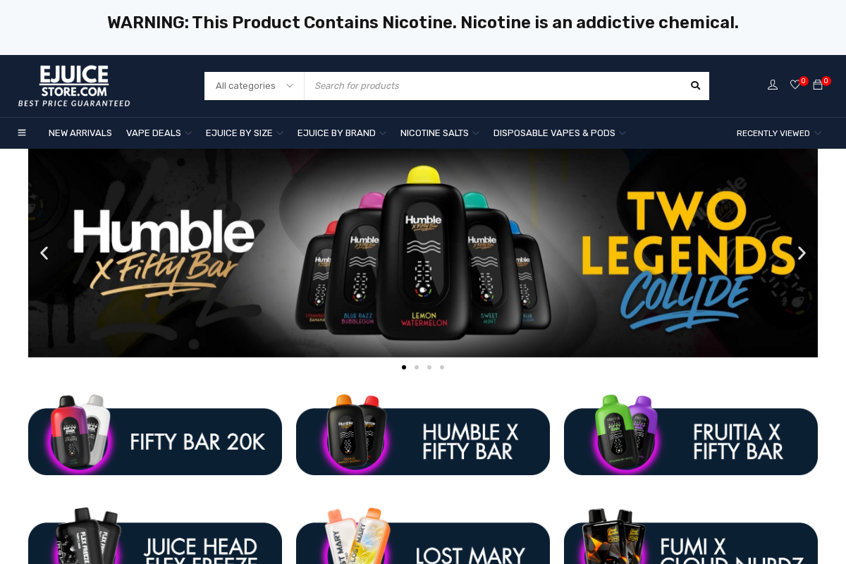 Ejuice Store homepage screenshot