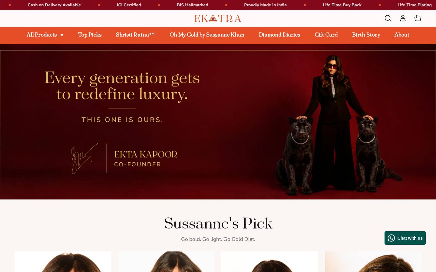ekatrajewels.com homepage screenshot