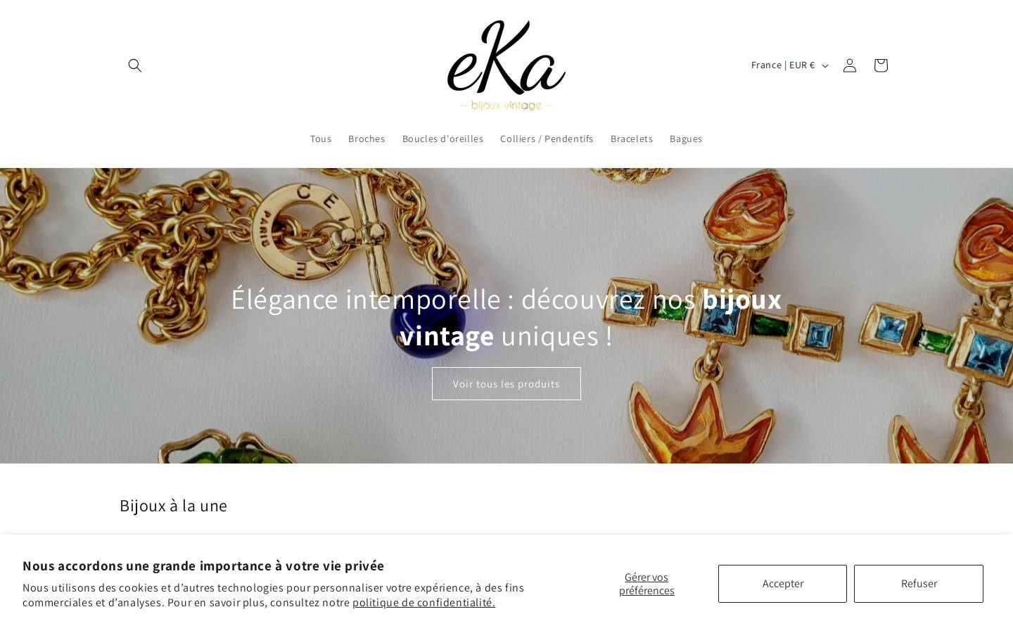 ekavintage.com homepage screenshot