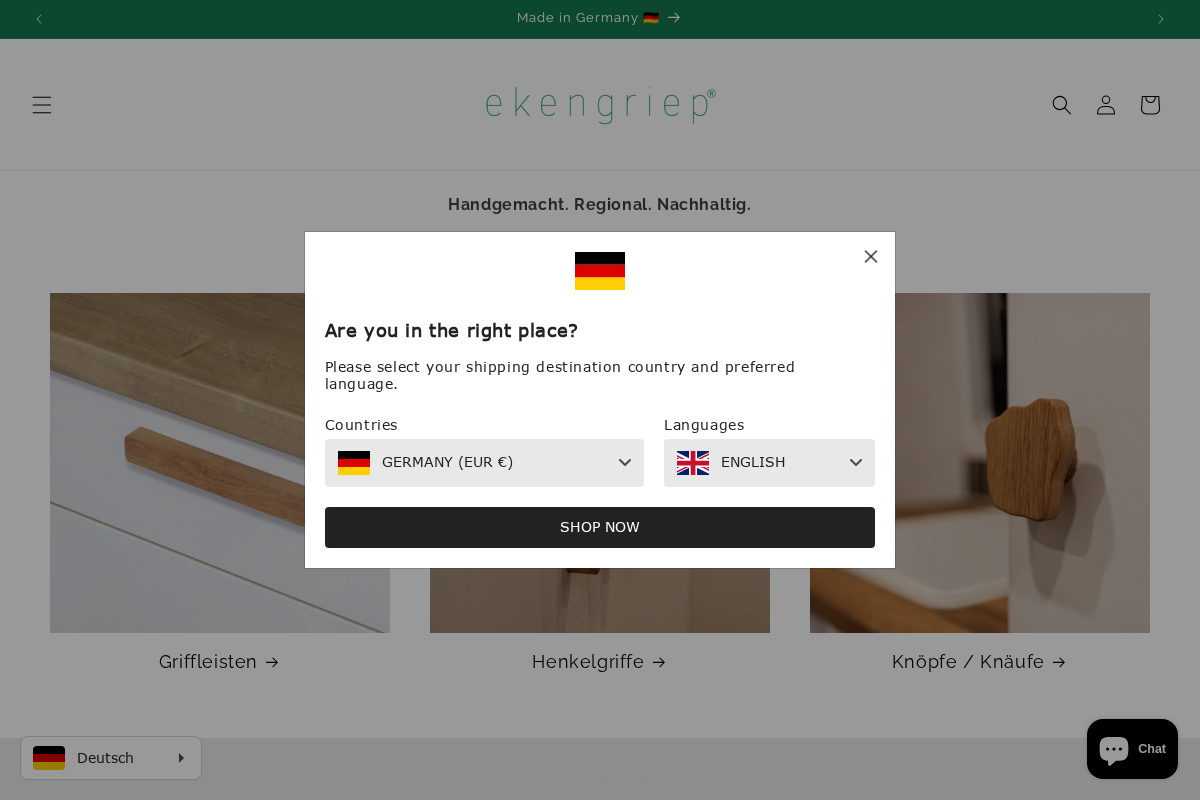 EKENGRIEP Holzmanufaktur homepage screenshot