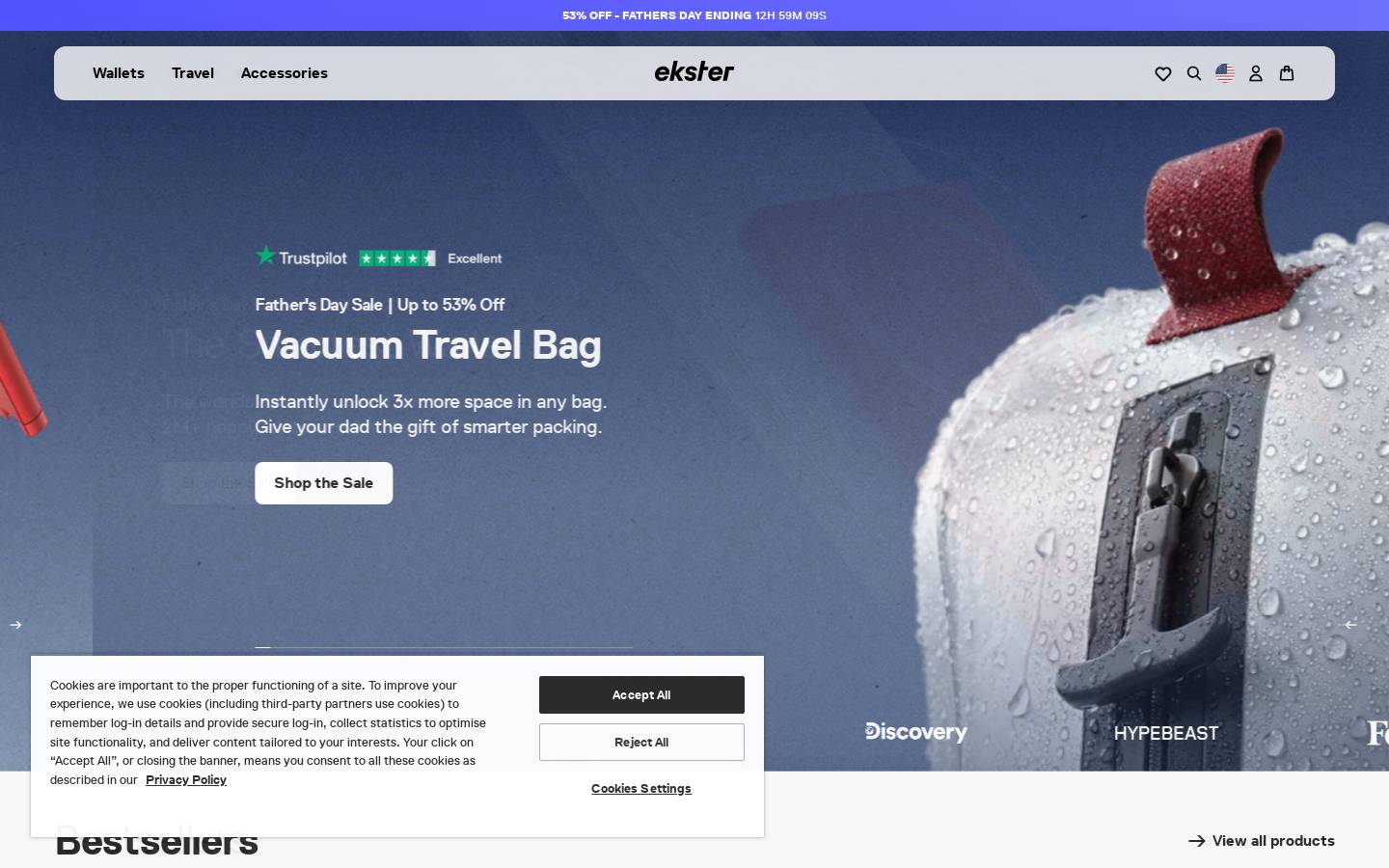 Ekster® homepage screenshot