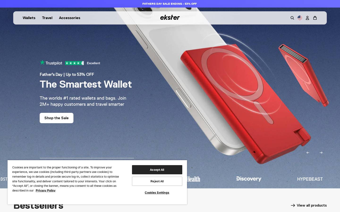 Ekster® homepage screenshot