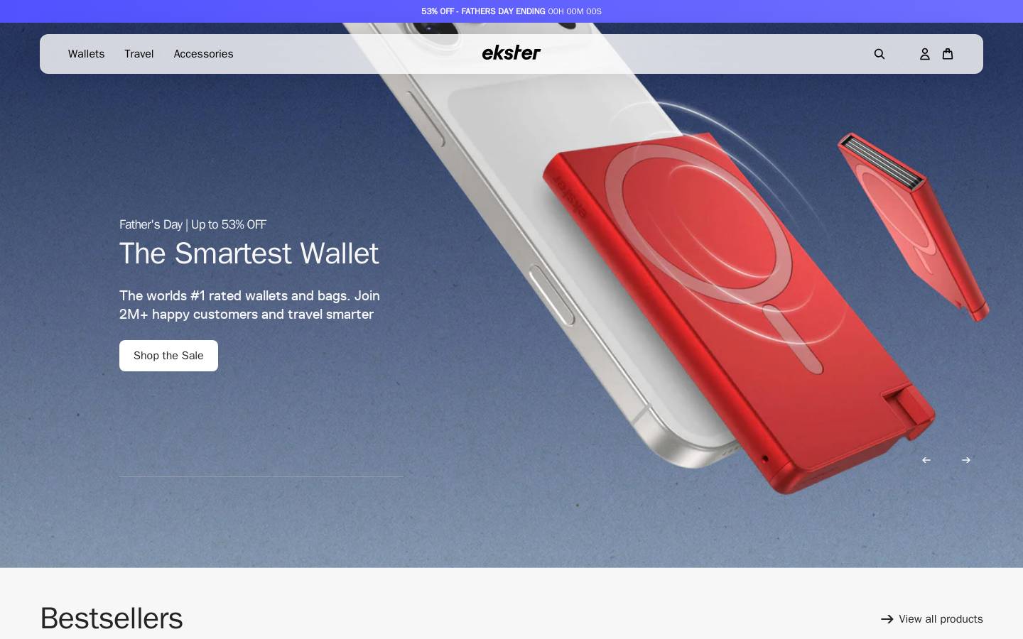 Ekster® homepage screenshot
