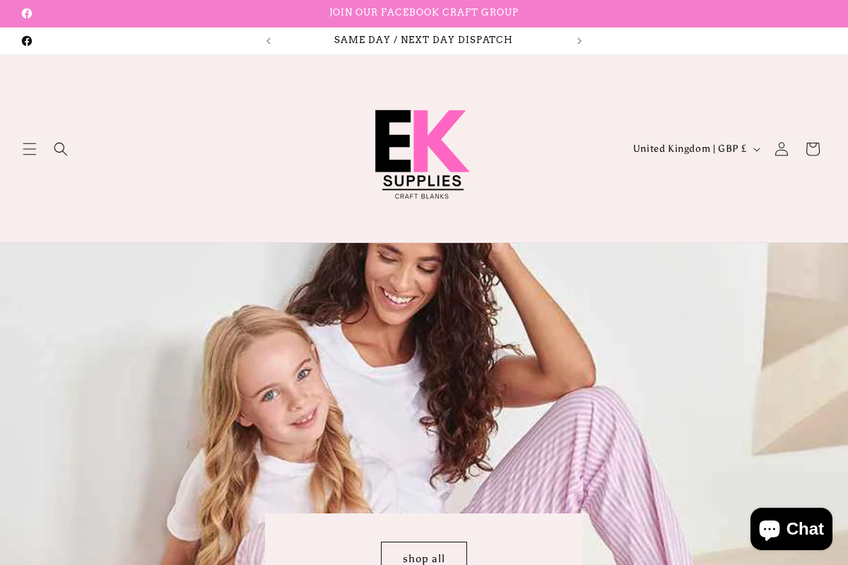 Ek Supplies  homepage screenshot