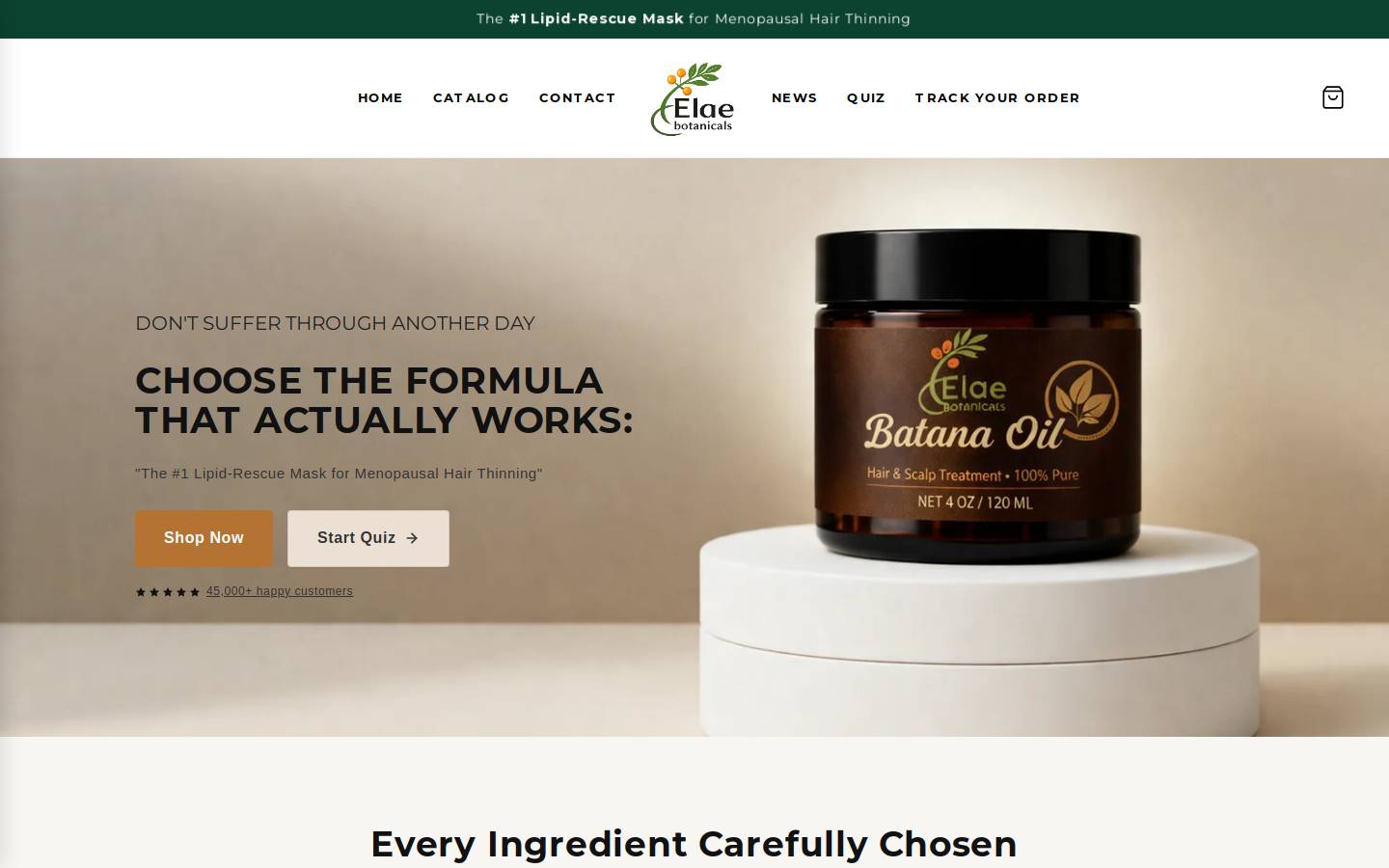 elaebotanicals.com homepage screenshot