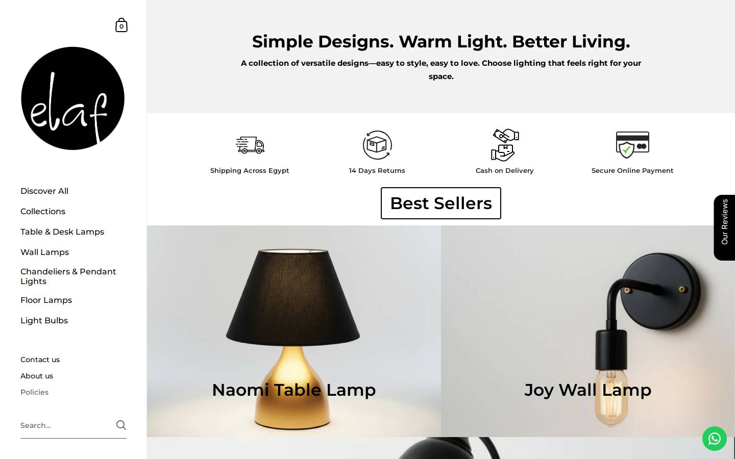 elaf.lighting homepage screenshot