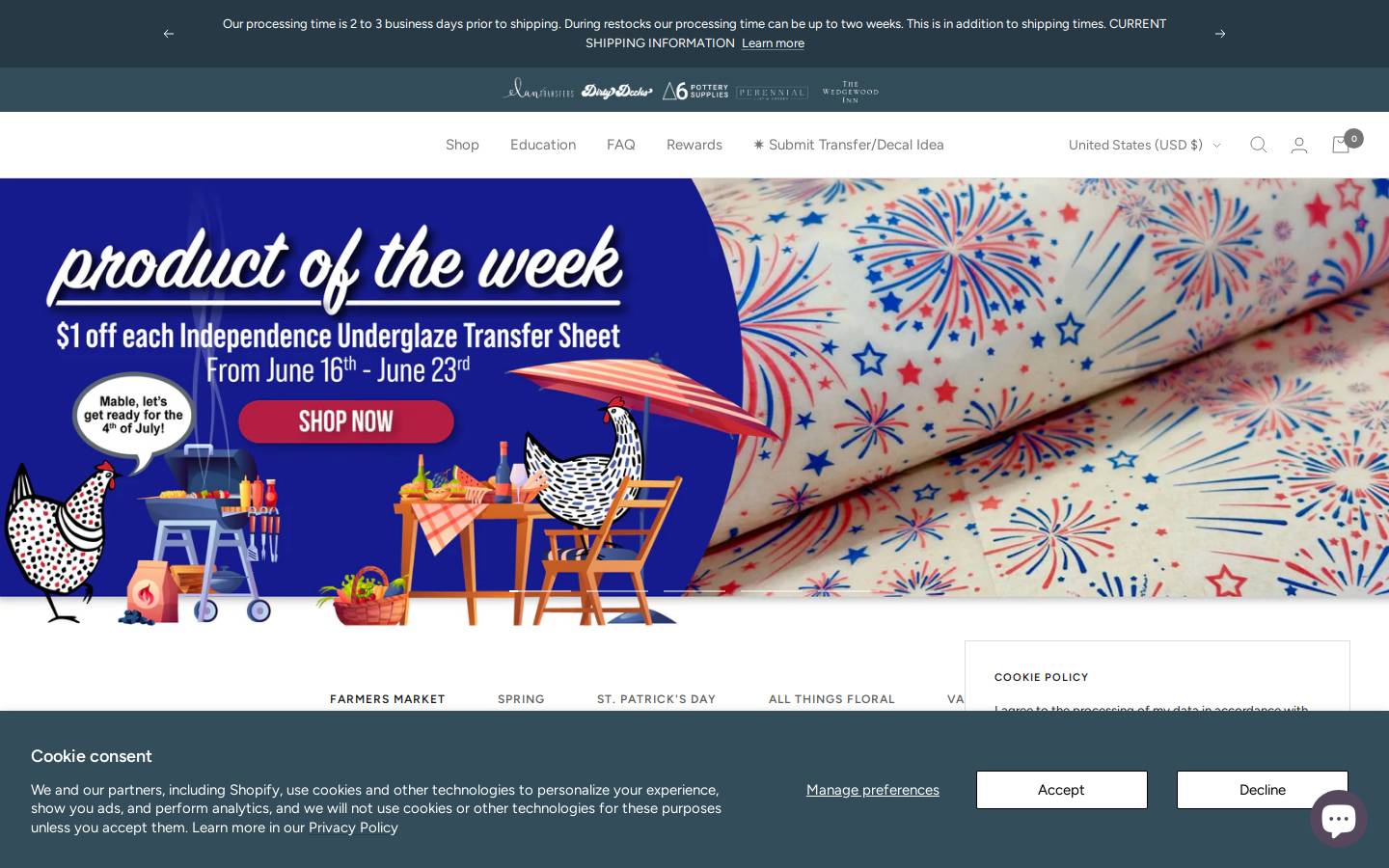 elanpottery.com homepage screenshot