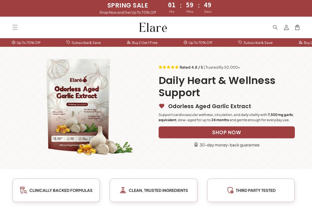 Elare homepage screenshot