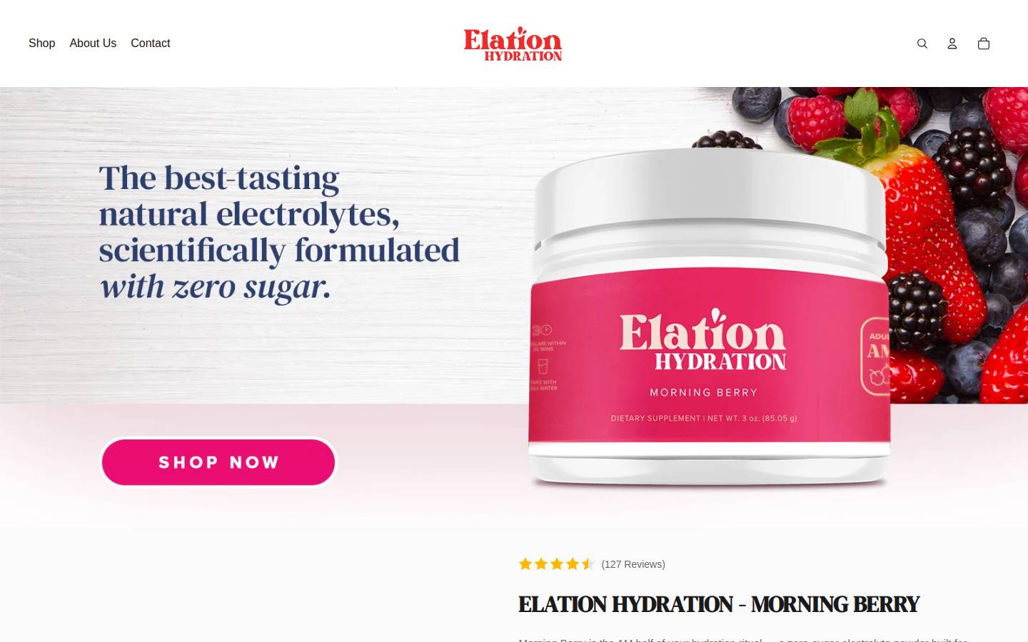 elationhydration.com homepage screenshot