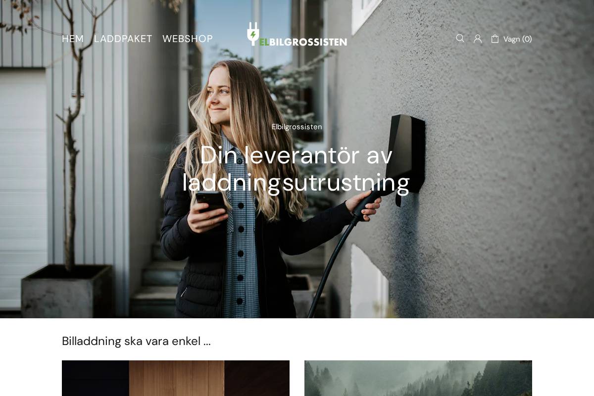 Elbilgrossisten - Sweden homepage screenshot