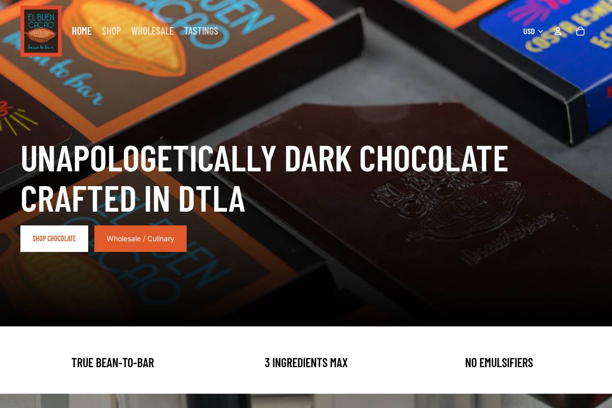 elbuencacao.co homepage screenshot