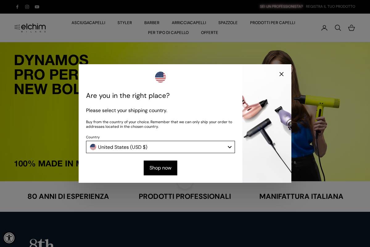 elchim.com homepage screenshot