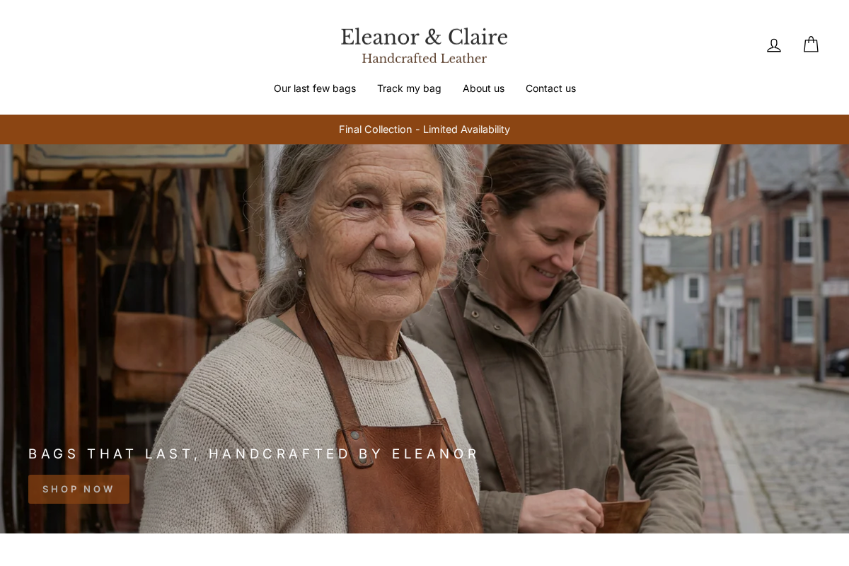 Eleanorclaireleather homepage screenshot