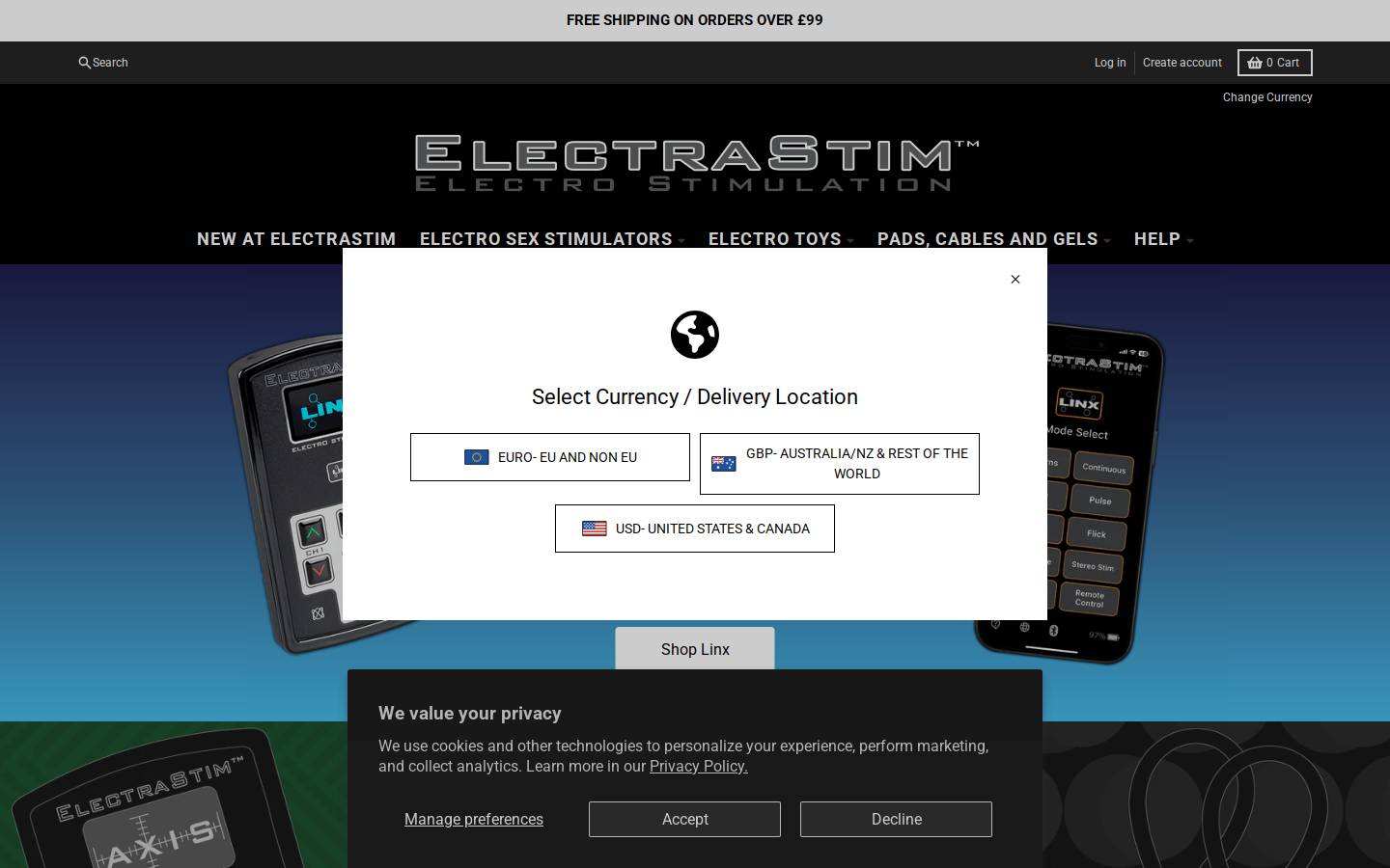 ElectraStim homepage screenshot