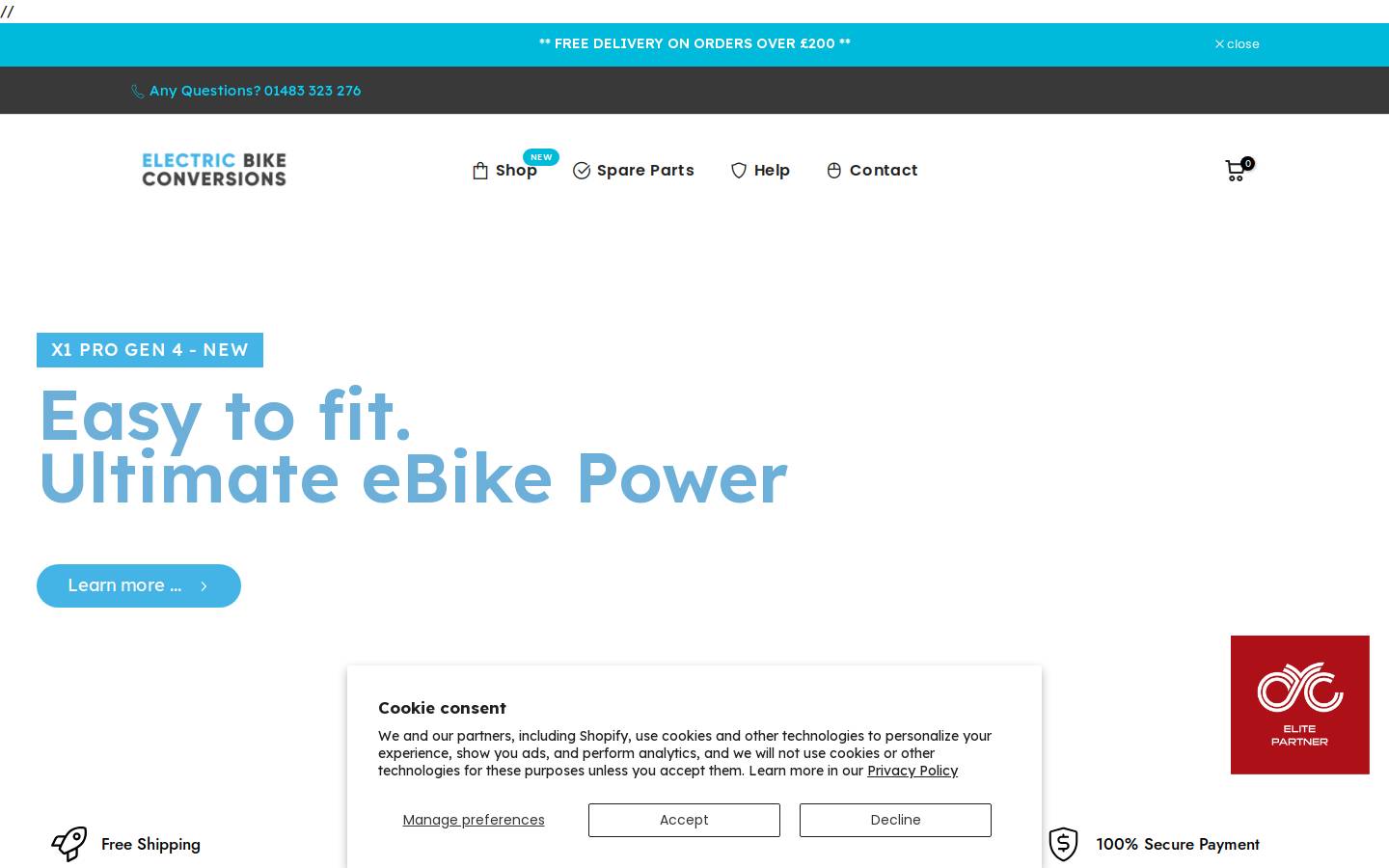 Electric Bike Conversions homepage screenshot