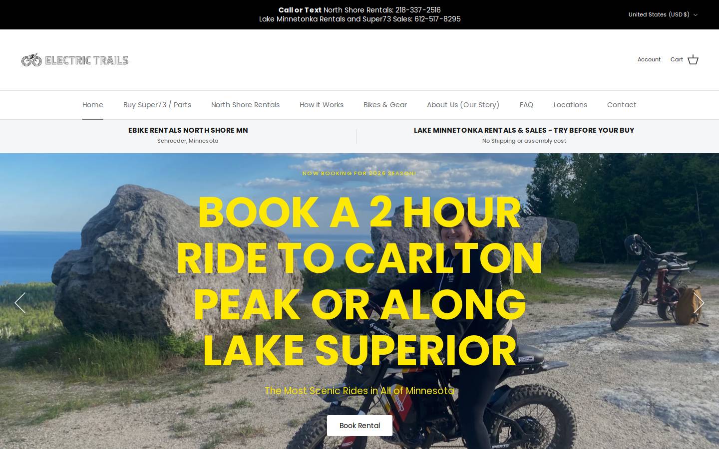 electric-trails.com homepage screenshot
