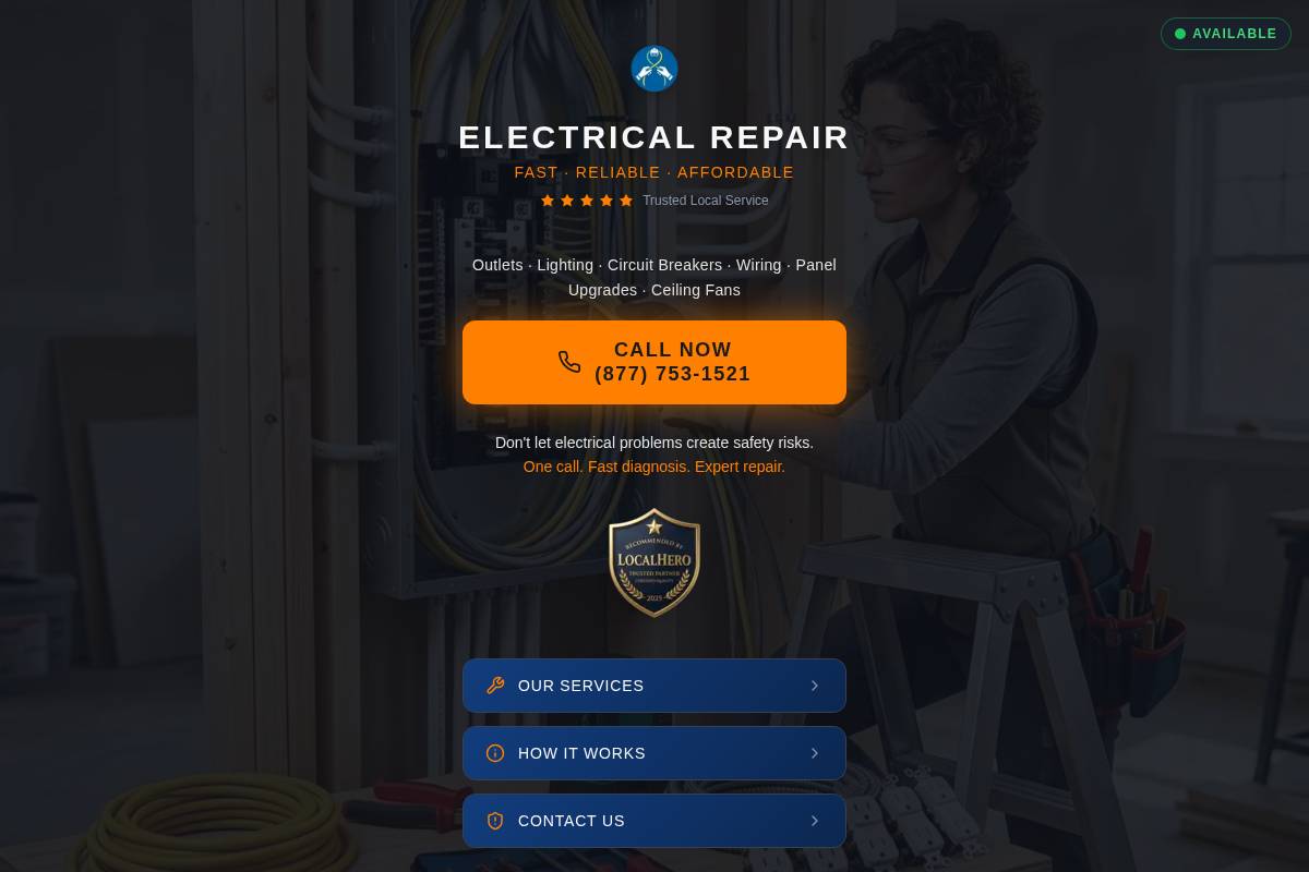 Electrical Endeavours homepage screenshot