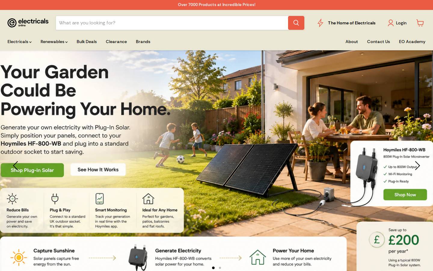 Electricals Online homepage screenshot