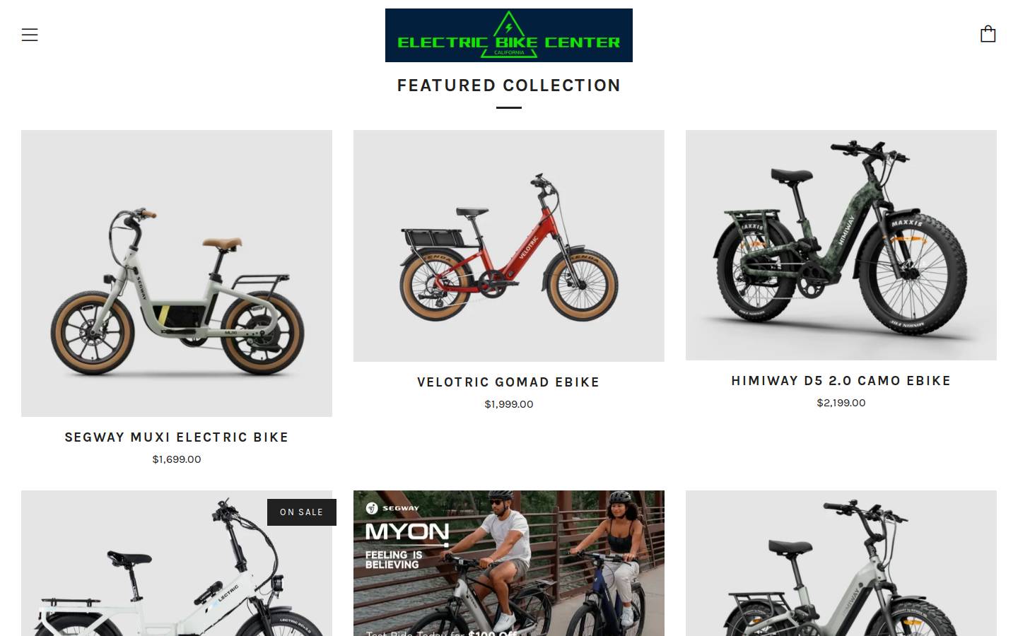 electricbikeca.com homepage screenshot