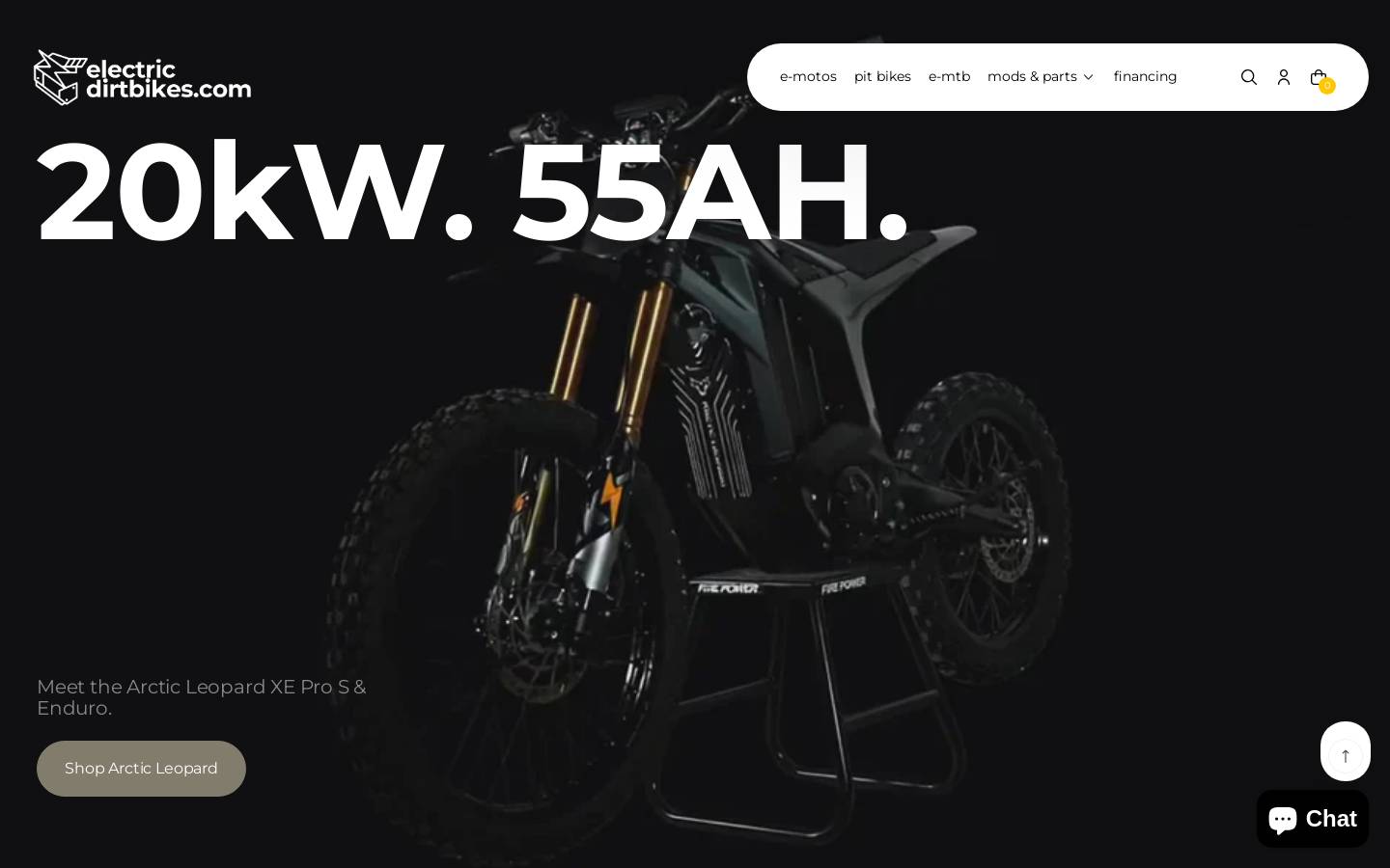 electricdirtbikes.com homepage screenshot