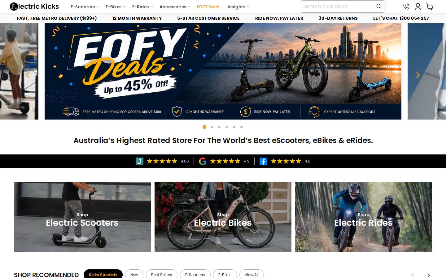 electrickicks.com.au homepage screenshot