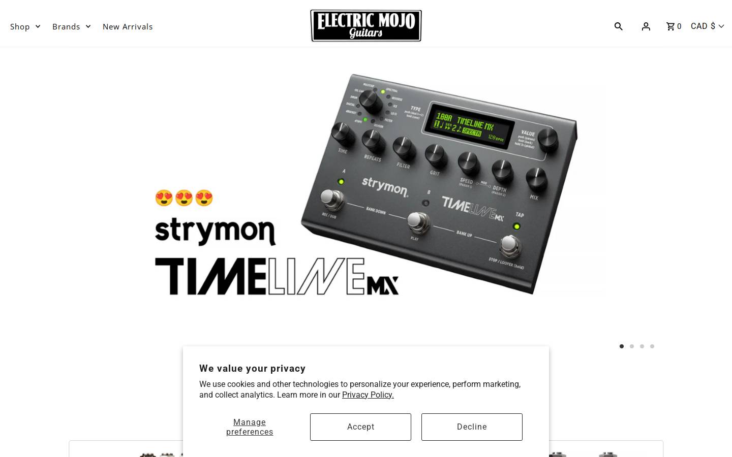 electricmojoguitars.com homepage screenshot