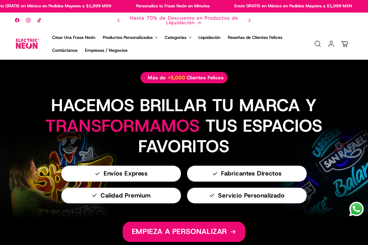 Electric Neon homepage screenshot