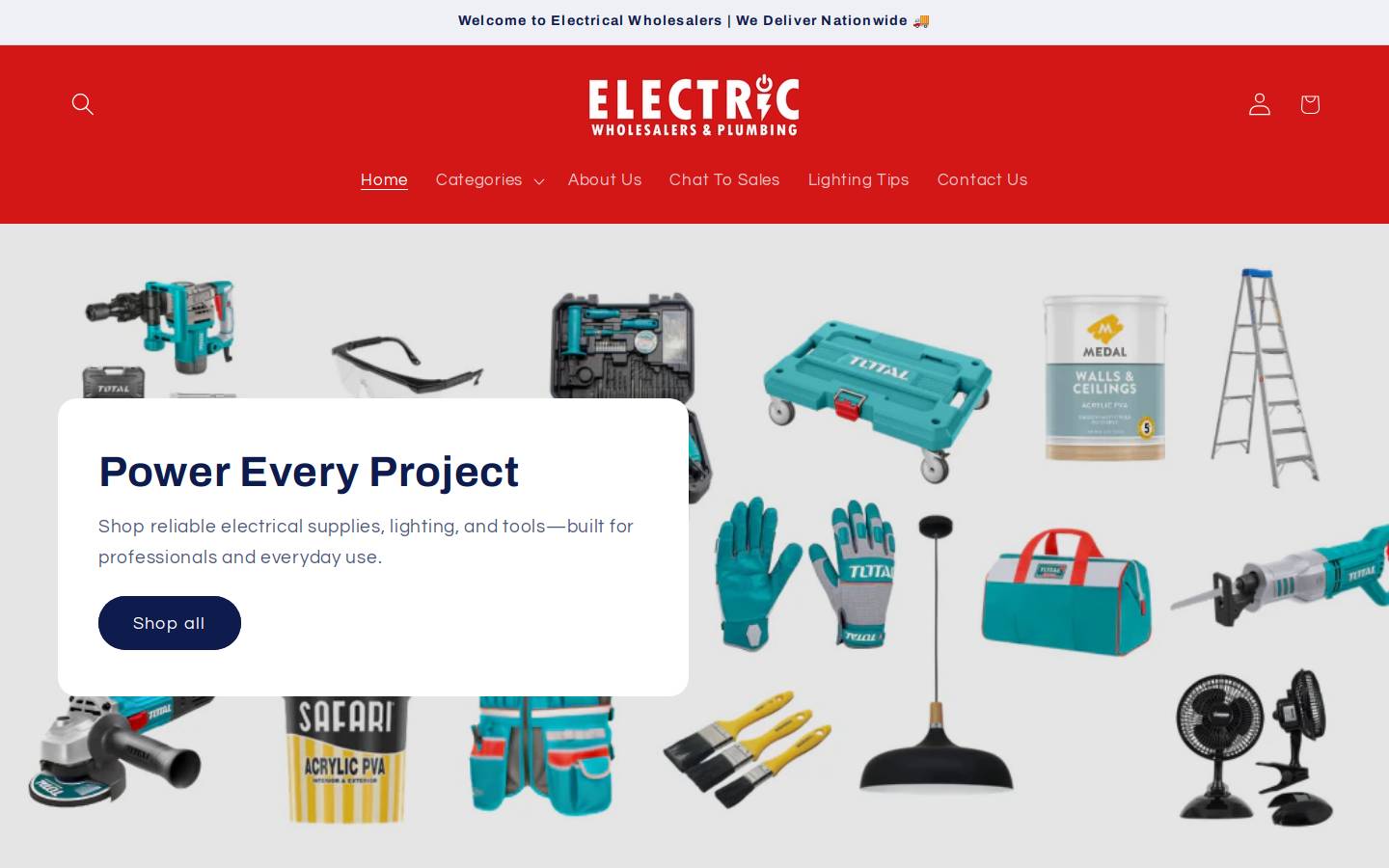 electricwholesalers.co.za homepage screenshot