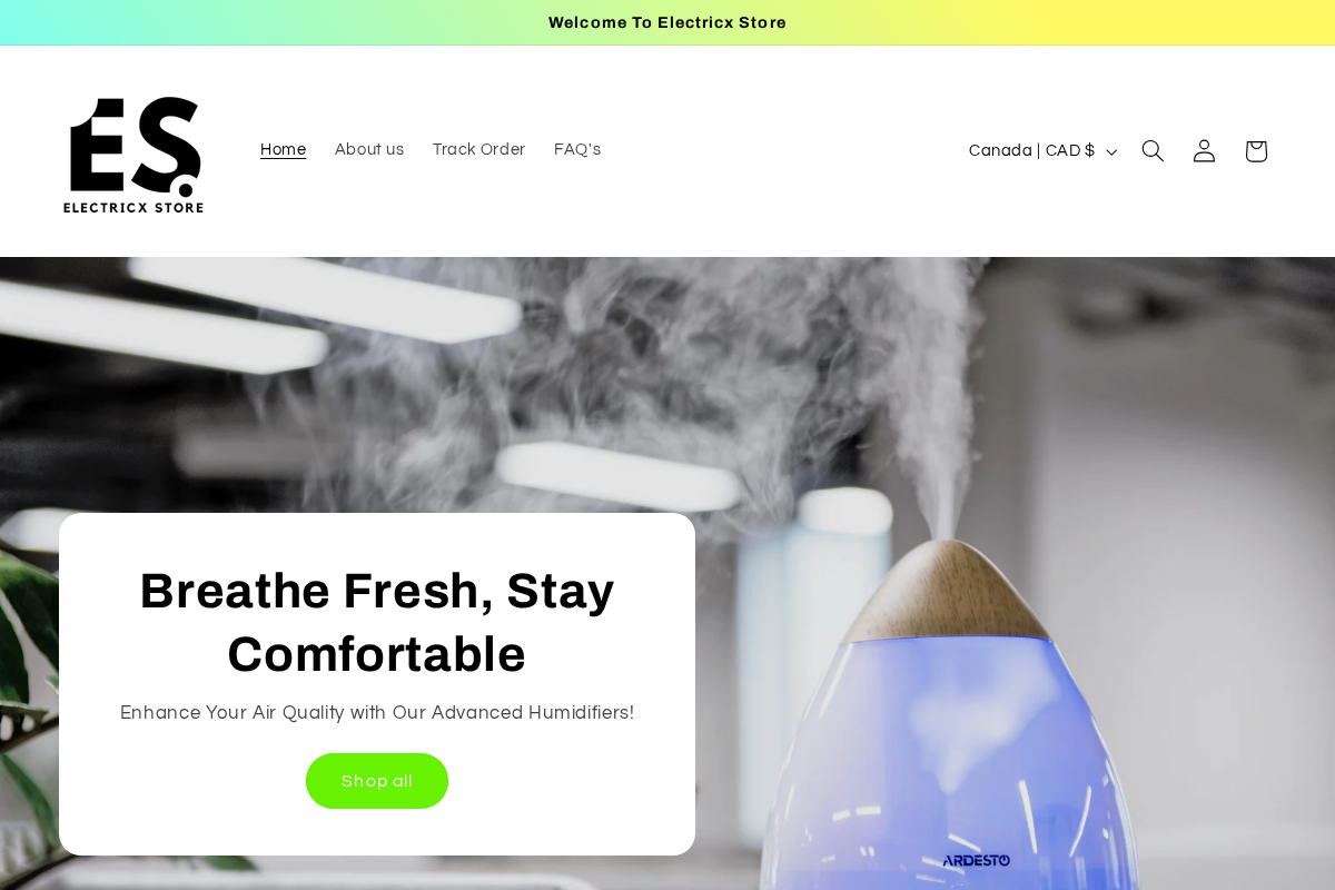 Electricxstore homepage screenshot