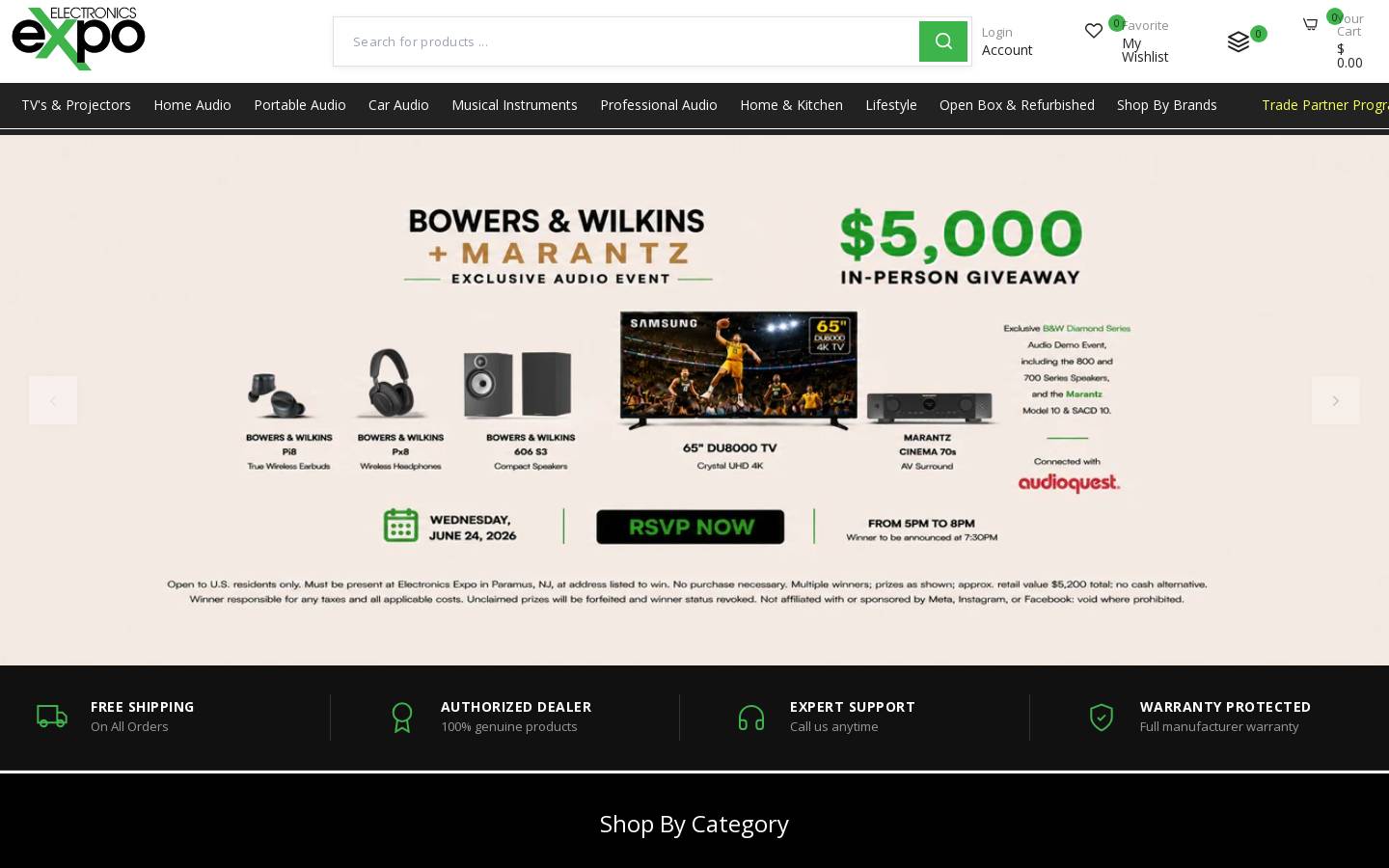 Electronics Expo homepage screenshot