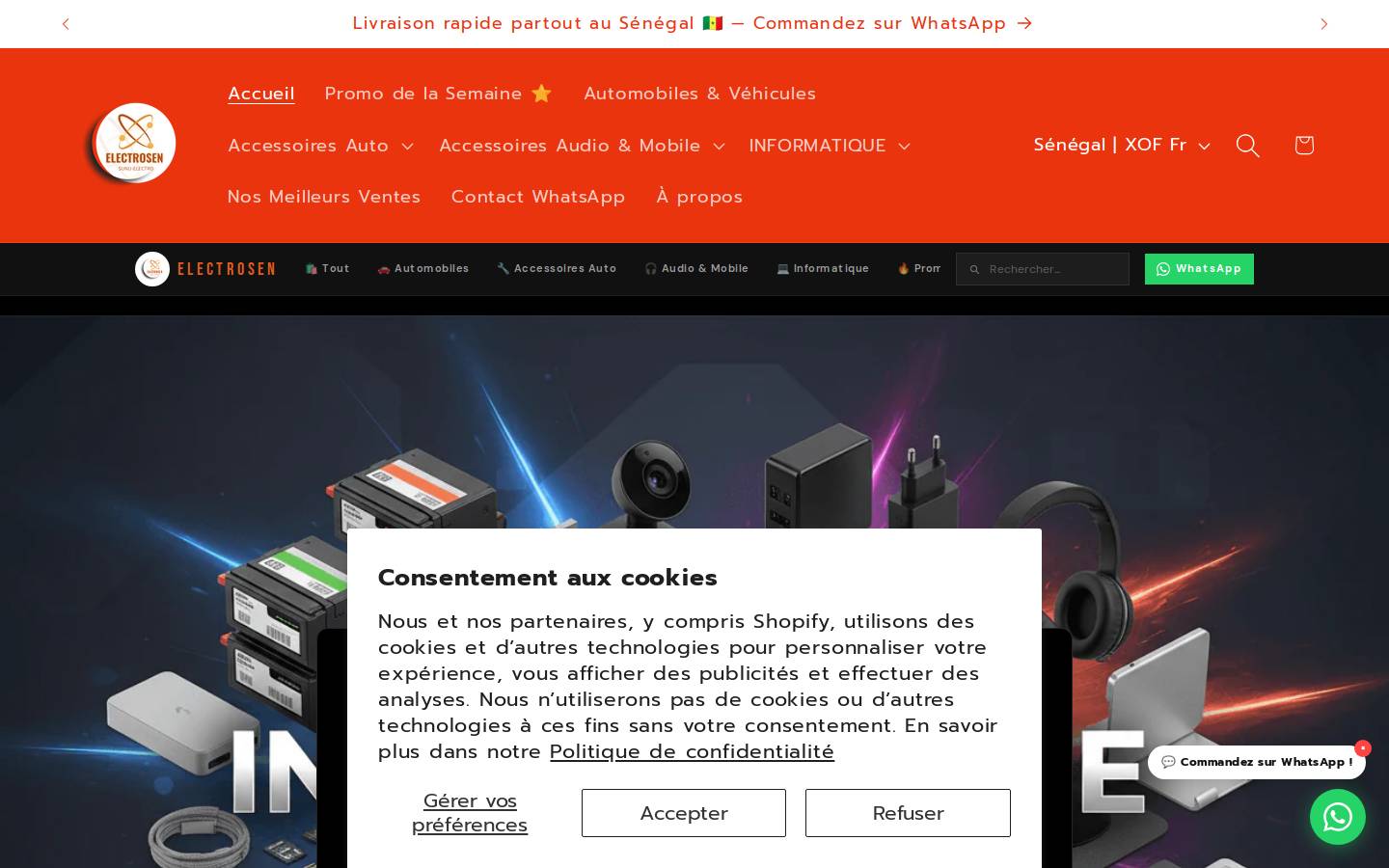 electrosen.com homepage screenshot