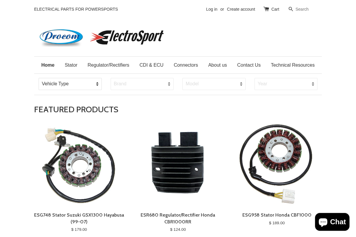 ElectroSport homepage screenshot