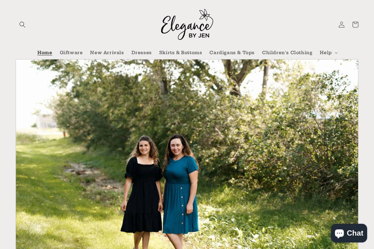 elegancebyjen.com homepage screenshot