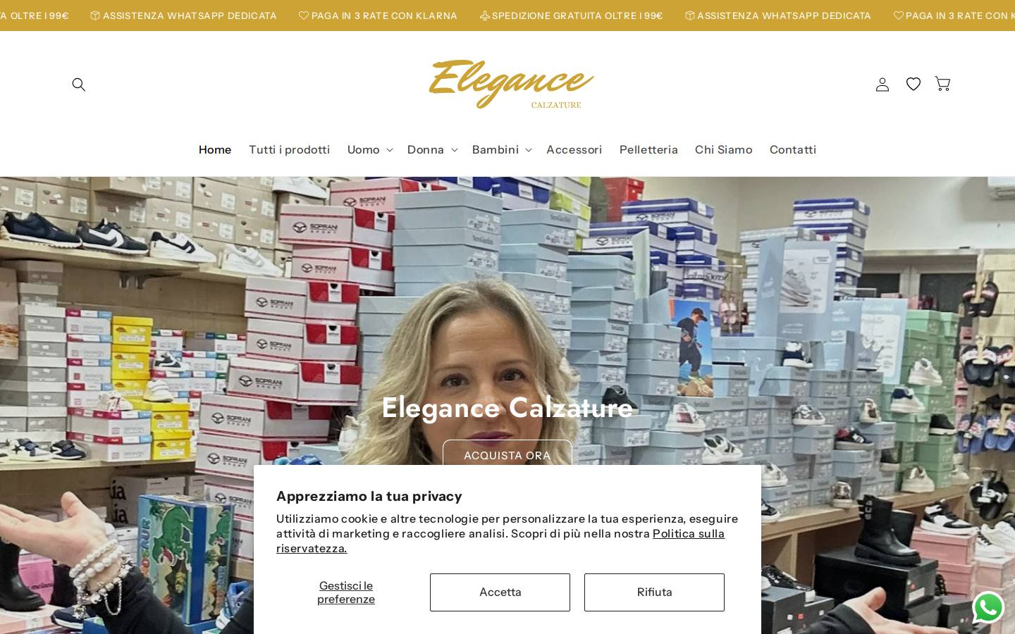 elegancecalzature.com homepage screenshot