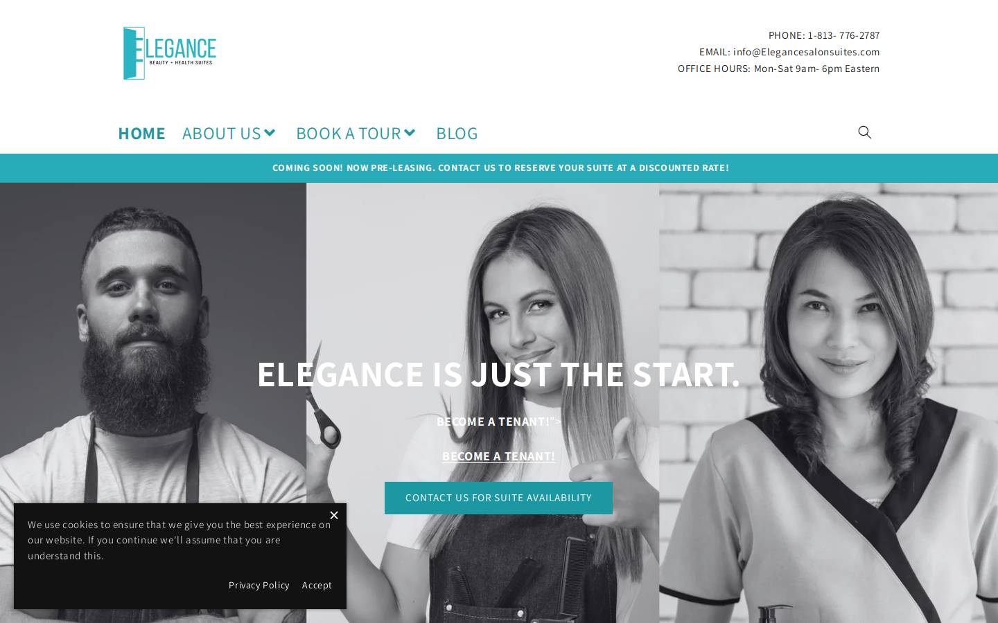 elegancesalonsuites.com homepage screenshot
