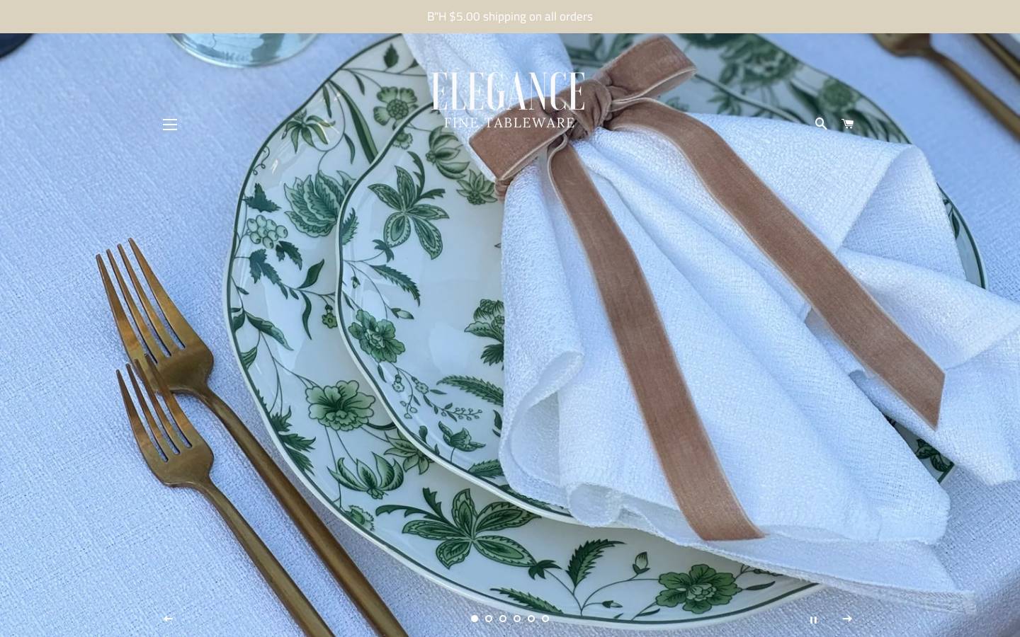 elegancetableware.com homepage screenshot