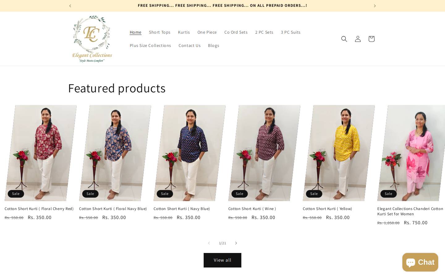 elegantcollections.co.in homepage screenshot