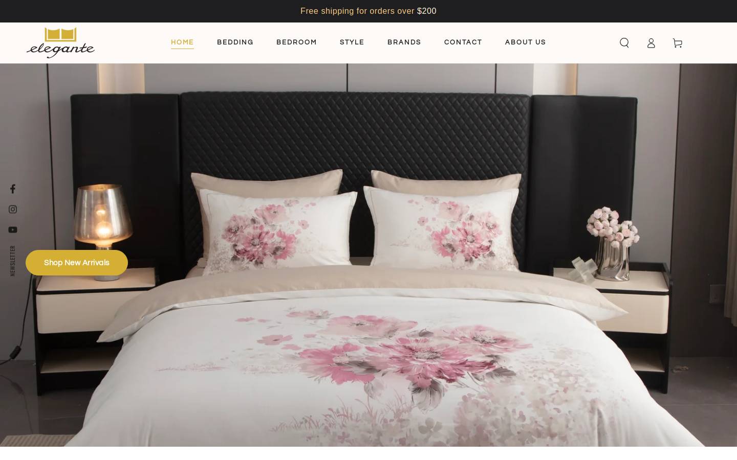 elegantebedlinen.com homepage screenshot
