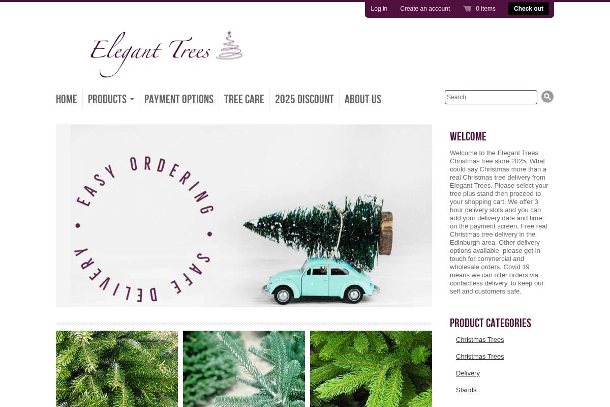 eleganttrees.co.uk homepage screenshot
