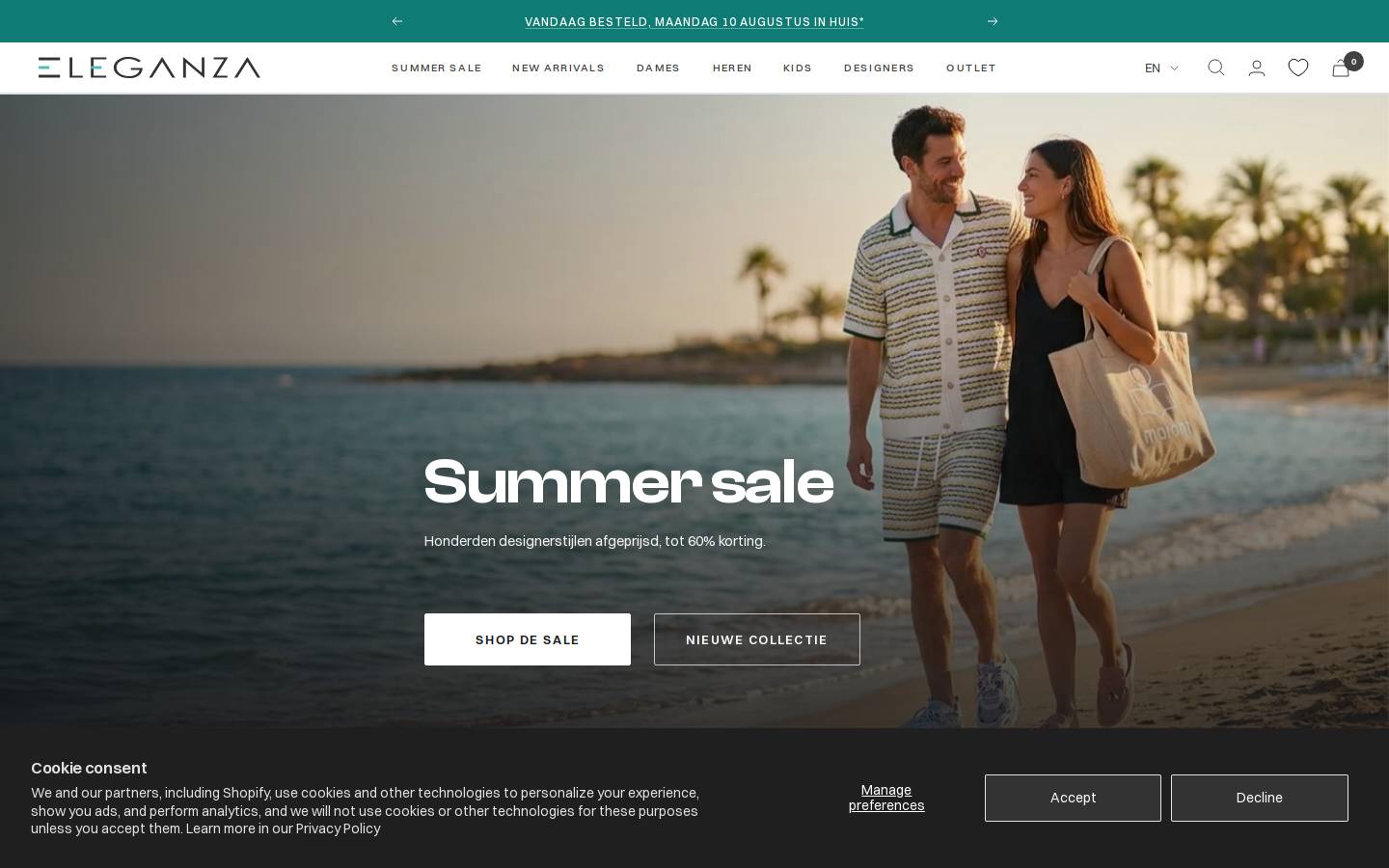 Eleganza Schoenen homepage screenshot