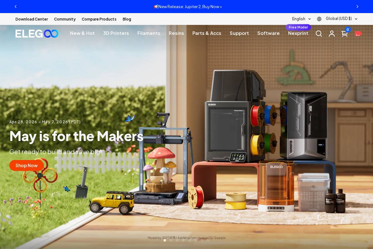 ELEGOO homepage screenshot