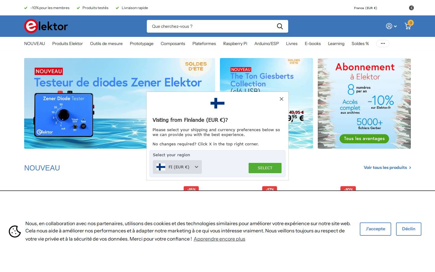 Elektor Store homepage screenshot