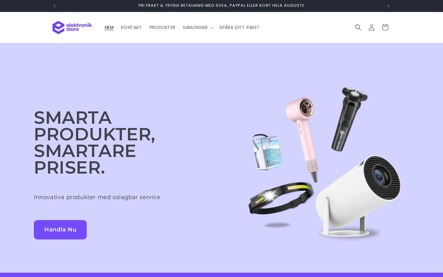 Elektronikstore homepage screenshot