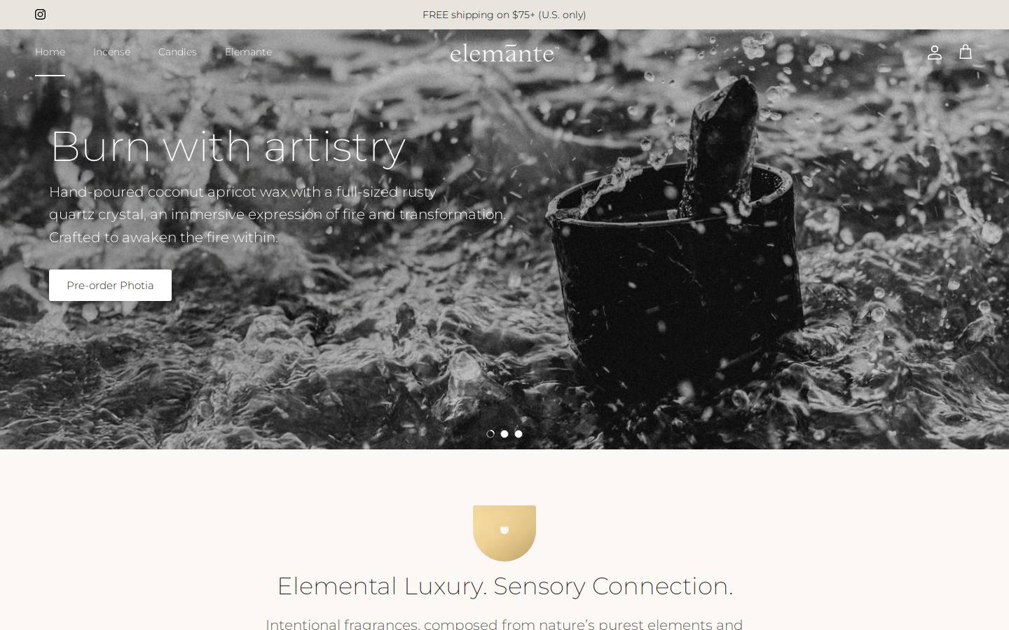 elemante.com homepage screenshot
