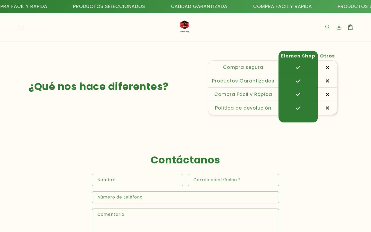elemenshop.com homepage screenshot