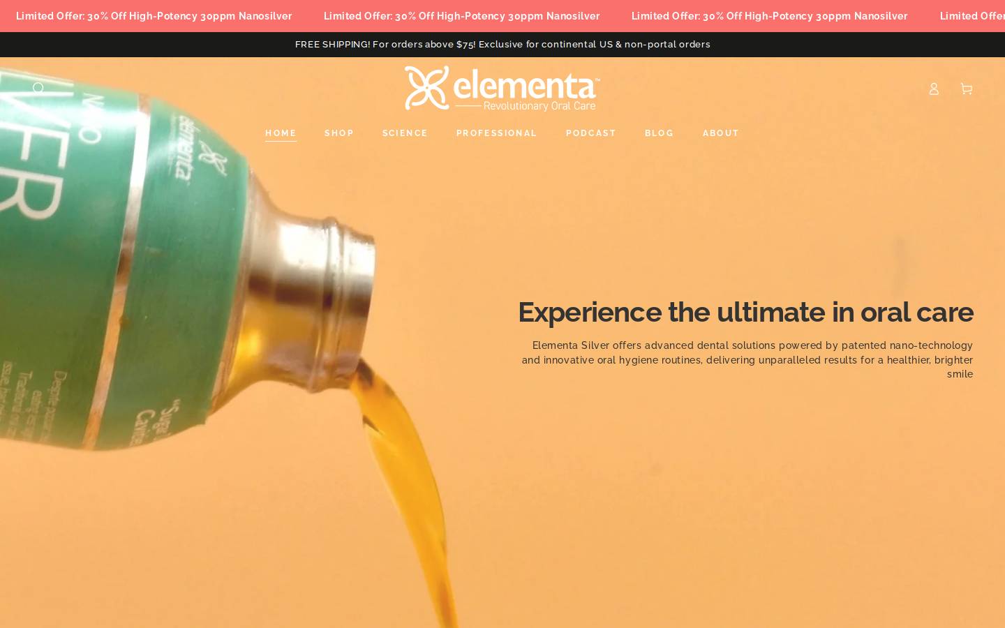 elementasilver.com homepage screenshot