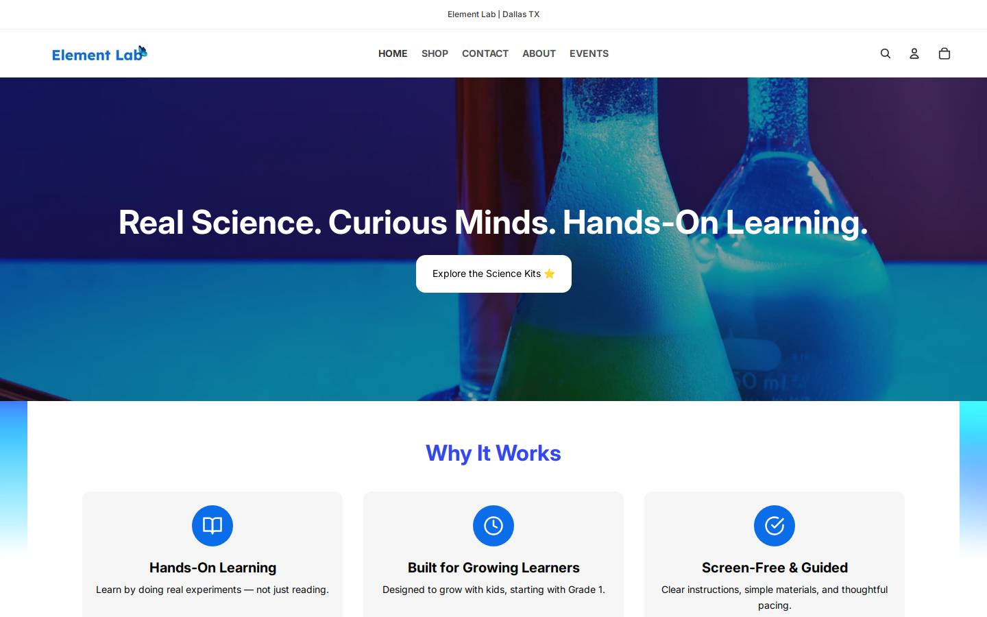 elementlab.store homepage screenshot