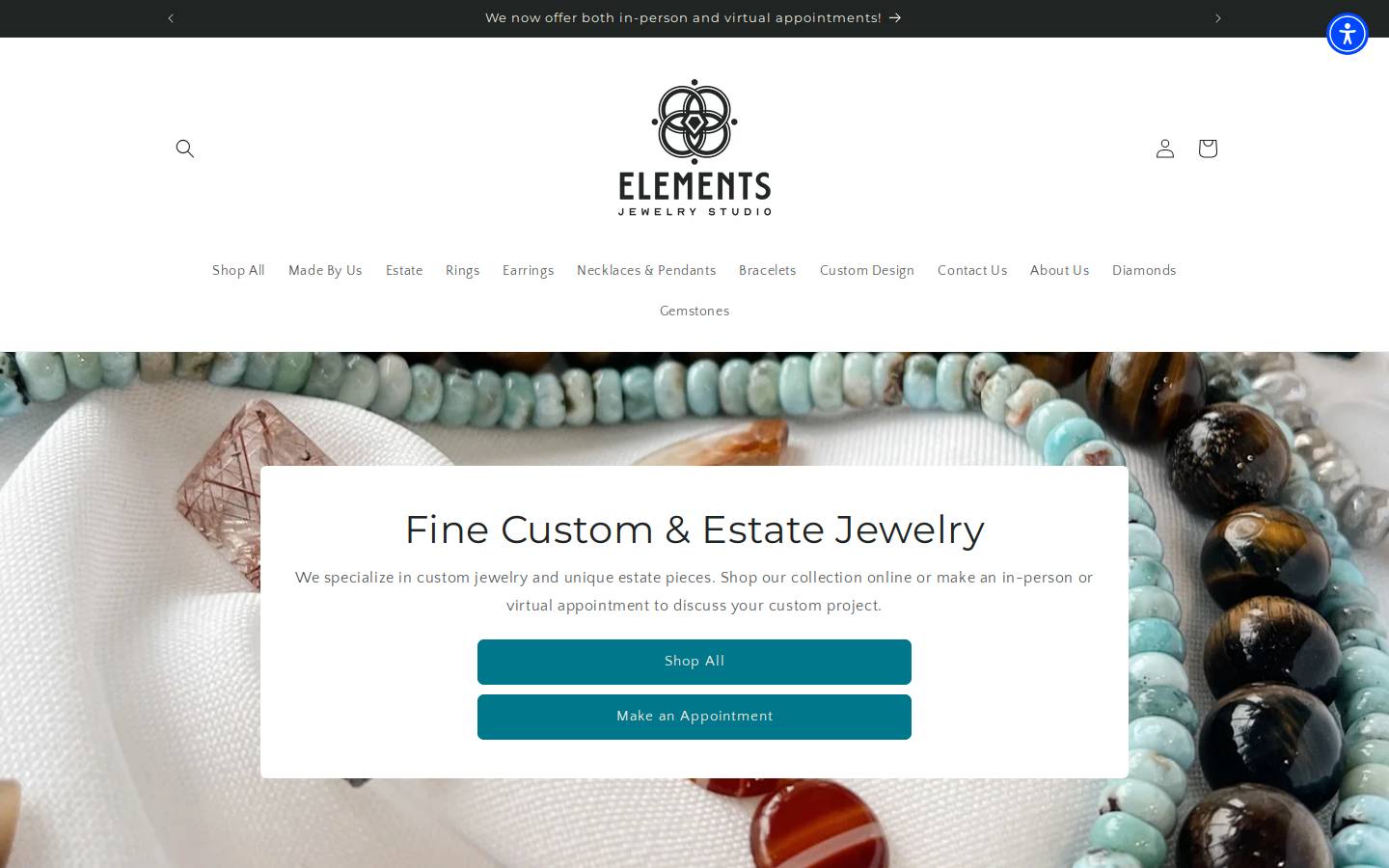 elementsjewelryinc.com homepage screenshot