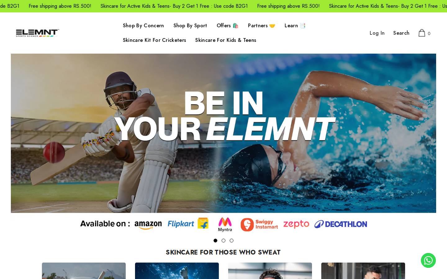 elemntlife.com homepage screenshot
